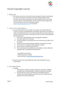 School Copyright Licence Page 1 | Love to Sing