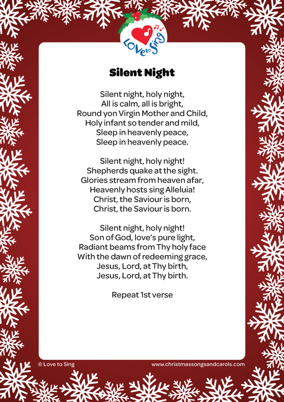 Christmas song Silent Night Remix Lyrics pdf | Love to Sing